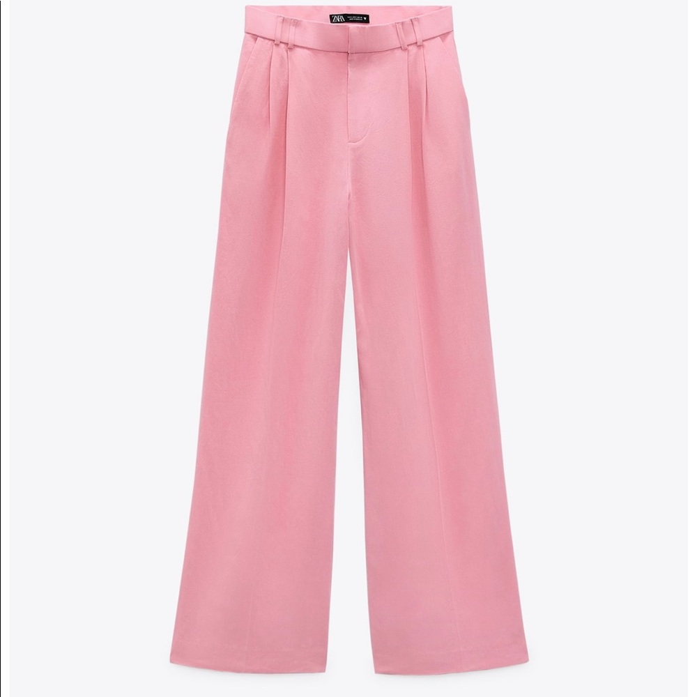 ZARA - pink linen blend trousers